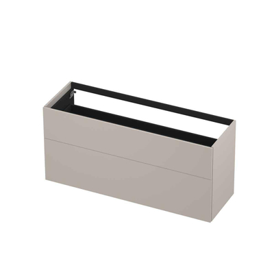 INK p2o meuble sous lavabo 140x45x65cm 2 tiroirs push 2 open straight opaque fronts mdf laqué mat cashmere grey
