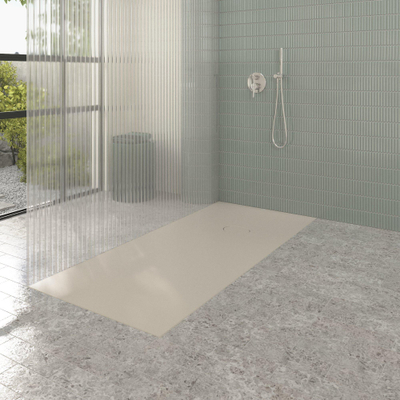 Villeroy & Boch Ecora douchebak - 180x80x4.5cm - afvoer korte zijde - almond (beige)