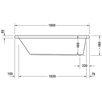 Duravit Starck Kunststof bad acryl rechthoekig - met overloop - met 1 rugsteun - 180x90x46cm - zonder poten - voor inbouw - glans wit