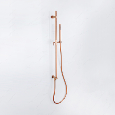 FugaFlow Eccelente Acces Glijstang met geïntegreerde wandaansluitbocht - 90cm - Geborsteld koper PVD (Koper)