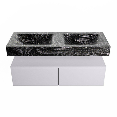 Mondiaz ALAN-DLUX Ensemble de meuble - 120cm - meuble Cale mat - 2 tiroirs - Lavabo Cloud Lava suspendu - vasque Gauche et droite - 0 trous de robinet