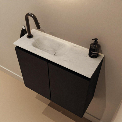 MONDIAZ TURE-DLUX Meuble WC 60 cm Urban. EDEN lavabo Opalo position gauche. Avec 1 trou de robinet.