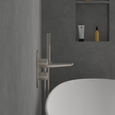 Villeroy & Boch Antao Mitigeur encastré avec robinet d'arrêt 2 voies - Nickel brossé mat (inox)