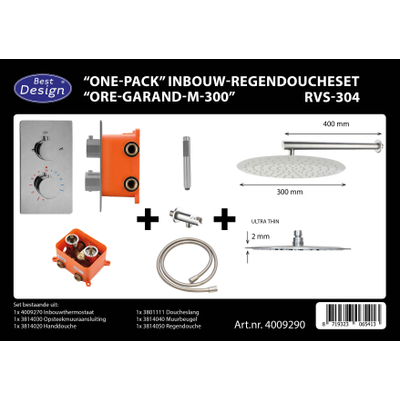 Best Design One Pack inbouw regendoucheset Ore-Garand M 300 RVS