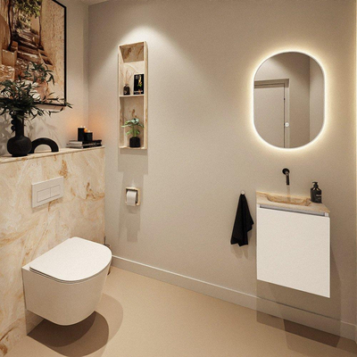 MONDIAZ TURE-DLUX 40cm toiletmeubel Talc. EDEN wastafel Frappe positie midden. Zonder kraangat.