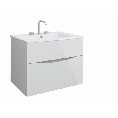 Crosswater Glide II Wastafelonderkast - 70x45x52cm - 2 lades - greeploos - softclose - glans wit (grijs)