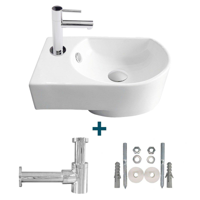 GO by Van Marcke Flexy pack lave-mains – demi-rond – 41 x 27 x 14,2 cm – porcelaine blanche – perçage à gauche