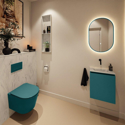 MONDIAZ TURE-DLUX Meuble toilette - 40cm - Smag - EDEN - vasque Opalo - position centrale - sans trou de robinet