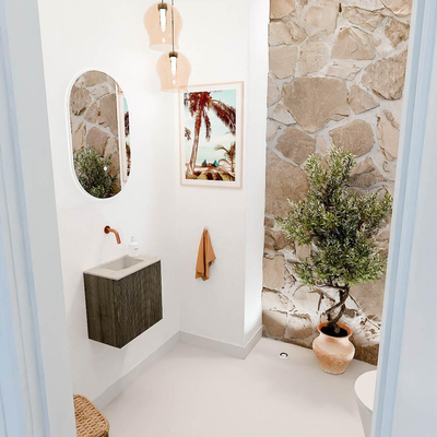 Mondiaz JOYA-DLUX Meuble de toilette 40cm - couleur Shadow - Lavabo FAYE position Milieu Sans trou de robinet couleur Opalo