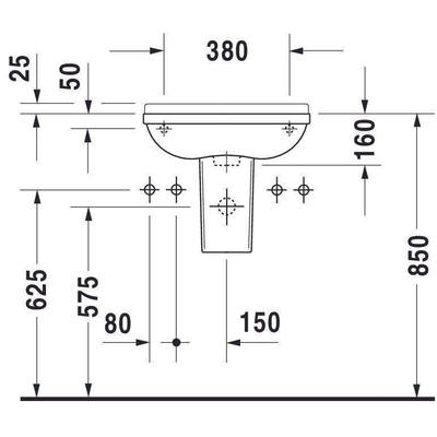 Duravit Starck 3 Lave mains 50x26cm avec trou pour robinetterie perçable droite et gauche Blanc