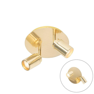 QAZQA Ducha plafonnier de salle de bains - 20x20cm - 2 spots - IP44 - laiton (or)