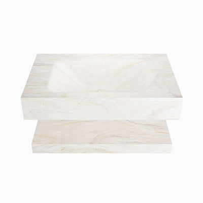 Mondiaz ALAN-DLUX Ensemble de meuble - 70cm - meuble Ostra mat - 0 tiroirs - Lavabo Cloud Ostra suspendu - vasque Centre - 1 trou de robinet