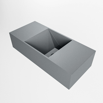 Mondiaz TYNE Lavabo compact - 50x23x12cm - vasque à droite - sans trous de robinet - solid surface - Plata