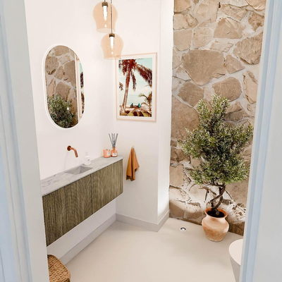 Mondiaz JOYA-DLUX 123.2cm toiletmeubel - ronding links en rechts kleur Dusk - Wastafel FAYE positie Midden Zonder kraangat kleur Glace.