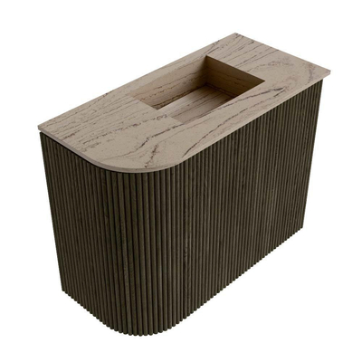 Mondiaz JOYA-DLUX 51.6cm toiletmeubel - ronding links kleur Shadow - Wastafel FAYE positie Rechts 1 kraangat kleur Arena.