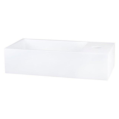 Fortifura Fuente Pack Lave-mains - 36x18.5x9cm - 1 trou de robinet - solid surface - robinet Inox brossé - Blanc mat