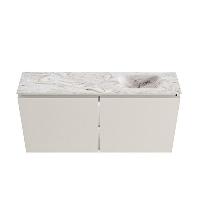 MONDIAZ TURE-DLUX 100cm toiletmeubel Linen. EDEN wastafel Glace positie rechts. Zonder kraangat.