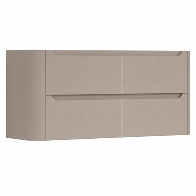 H&R Badmeubelen Juice Wastafelonderkast - 120x45x50cm - linkerhoek afgerond - 4 lades - geïntegreerde greep - olive