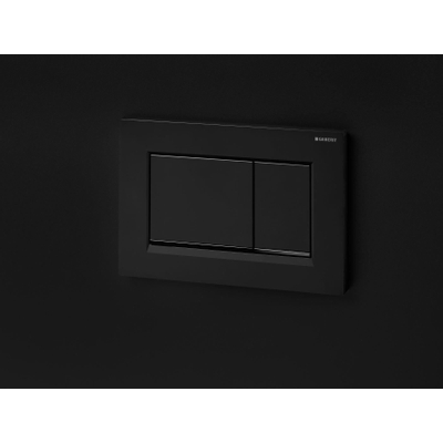 Geberit Sigma30 bedieningplaat, 2-toets spoeling frontbediening voor toilet 24.6x16.4cm mat zwart