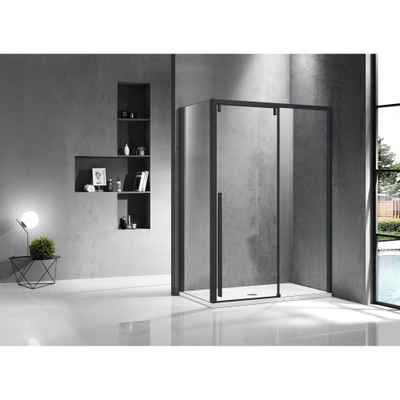 Marenza Neptune Zijwand - 80x200cm - helder 8mm glas - mat zwart