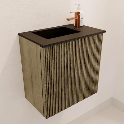 Mondiaz JOYA 40cm toiletmeubel - kleur Dusk - Wastafel FAYE positie Links 1 kraangat kleur Urban.