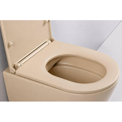 QeramiQ Dely WC suspendu – sans bride – profondeur 51,7 cm – avec abattant fin (slim) softclose – beige mat