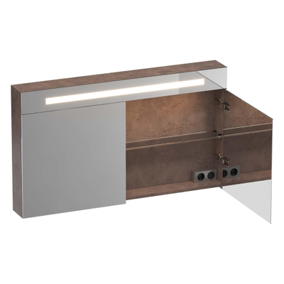 BRAUER Promise Deluxe armoire de toilette miroir - 120x70x15cm - avec éclairage direct - 2 portes miroir double face - Erosion