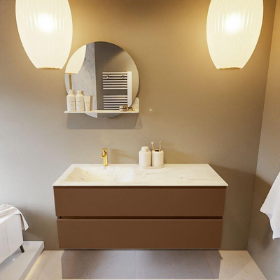 Mondiaz VICA-DLUX ensemble de meuble de salle de bain - 120cm - meuble sous-vasque repos - 2 tiroirs - lavabo encastré cloud gauche - 1 trou de robinet - version haute de 60cm - opalo