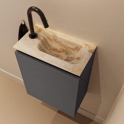 MONDIAZ TURE-DLUX Meuble de toilettes 40 cm Dark Grey. Lavabo EDEN Frappe position droite. Avec 1 trou de robinet.