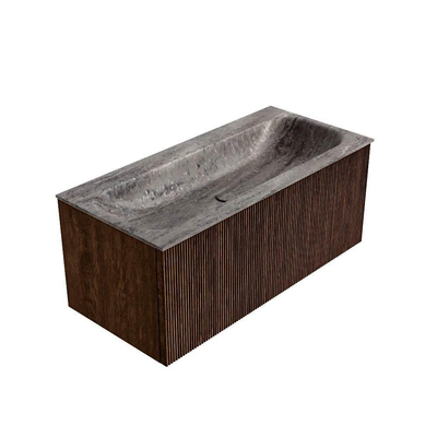 MONDIAZ KURVE-DLUX 100cm badmeubel kleur Walnut met 1 lade en 0 deuren. Wastafel BIG MEDIUM Midden 1 kraangat Oza.