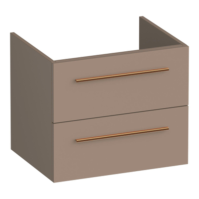 BRAUER Trust meuble sous-lavabo 60 sans poignées en saillie 2 tiroirs à fermeture en douceur et 1 découpe pour siphon - moka mat