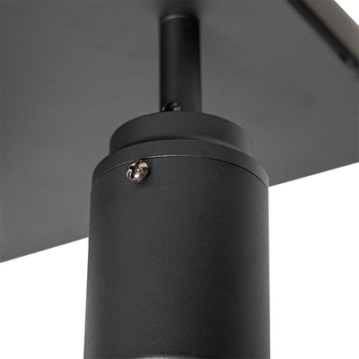 QAZQA Ducha plafonnier de salle de bains - 23x23cm - 3 spots - IP44 - carré - noir mat