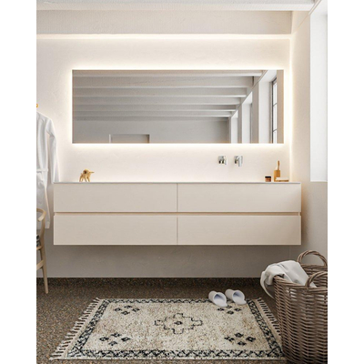 Mondiaz VICA ensemble de meuble de salle de bain - 200cm - meuble sous-vasque lin - 4 tiroirs - lavabo lune droite - sans trou de robinet - version XL 60cm haut