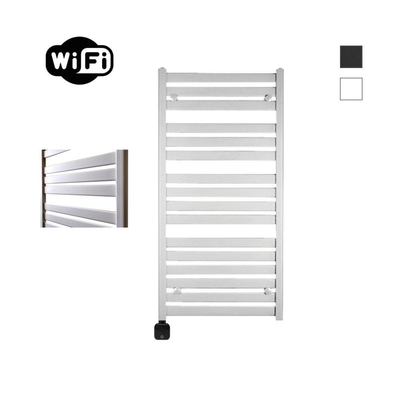 Sanicare HPW - Moda Elektrische Radiator - 120x60cm - 876W - wifi - thermostaat - zwart - linksonder - mat wit