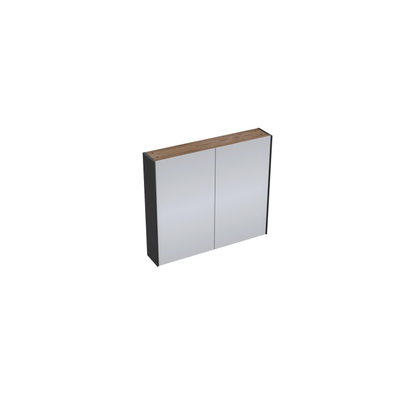 Adema Industrial Spiegelkast 80x70x15cm 2 deuren hout/zwart