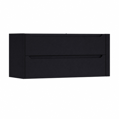 H&R Badmeubelen Juice Meuble sous lavabo - 120x45x50cm - angle droit arrondi - 2 tiroirs - poignée intégrée - noir mat