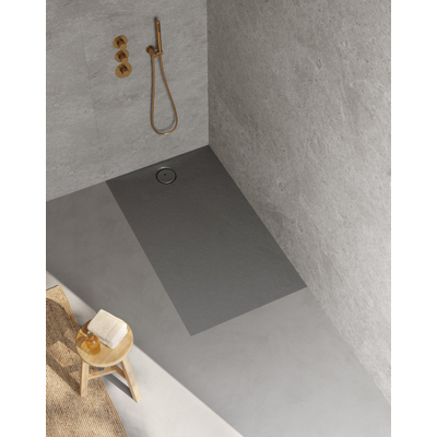 Riho Nuvia Douchevloer - 140x80cm - antibacterieel - purite - stone grey