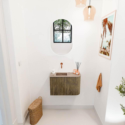 Mondiaz JOYA-DLUX Meuble de toilette 61,6cm - arrondi droit couleur Dusk - Lavabo FAYE position Gauche Sans trou de robinet couleur Arena