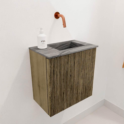 Mondiaz JOYA-DLUX 40cm toiletmeubel - kleur Dusk - Wastafel FAYE positie Rechts Zonder kraangat kleur Sombra.