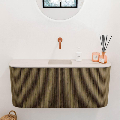 Mondiaz JOYA-DLUX 93.2cm toiletmeubel - ronding links en rechts kleur Dusk - Wastafel FAYE positie Midden Zonder kraangat kleur Meli.