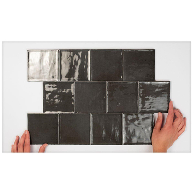 Terravito Bemare wandtegel - 10x10cm - 8mm - Vierkant - Antraciet glans