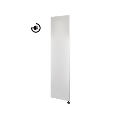 Sanicare electrische design radiator Denso 180 x 40 cm. mat wit met thermostaat chroom (linksonder)