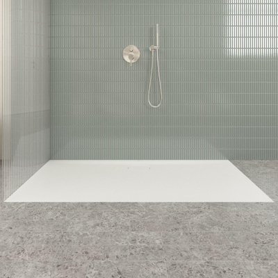 Villeroy & Boch Ecora douchebak - 160x80x3.5cm - afvoer lange zijde - stone white (wit)