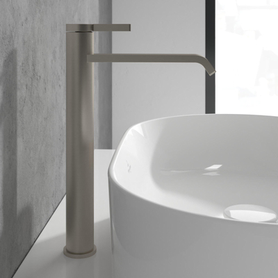 Villeroy & Boch Dawn wastafelkraan - opbouw - hoog - voorsprong 18cm - brushed nickel (rvs)
