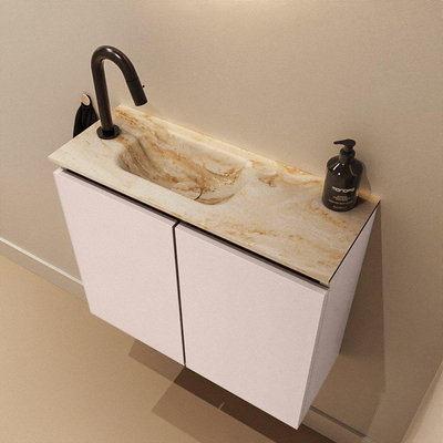 MONDIAZ TURE-DLUX 60cm toiletmeubel Rosee. EDEN wastafel Frappe positie links. Met 1 kraangat.