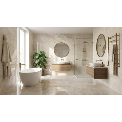 Terravito Harmono Carrelage mural et de sol en céramique - 60x120cm - 10.5mm - Crème