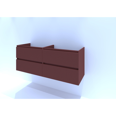 HR badmeubelen Infinity Meuble sous lavabo - 140x44.8x55cm - façade 3D - 4 tiroirs - découpe siphon droite - sans poignée - terra mat