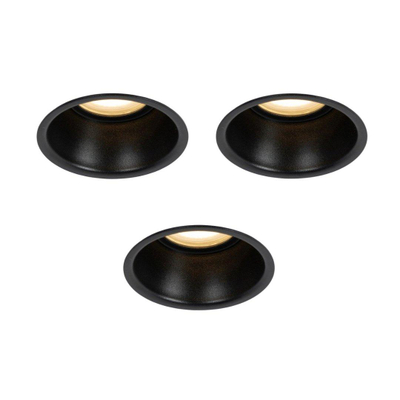 QAZQA Dept Spot encastrable moderne - set de 3 - 8,8x8,8x9,2cm - dimmable - IP44 - noir mat
