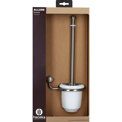 Haceka Allure Toiletborstelhouder - wandmodel - open - keramiek - geborsteld RVS