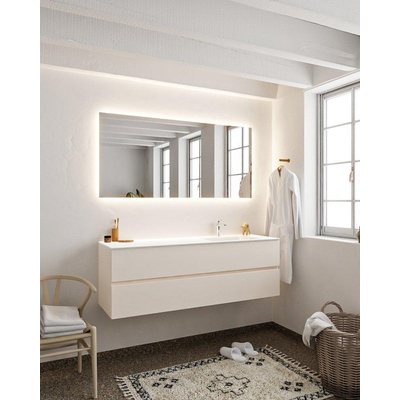 MONDIAZ VICA Ensemble de meuble salle de bain - 150cm - 2 tiroirs - lavabo Cloud à droite - 1 trou de robinet - solid surface lin